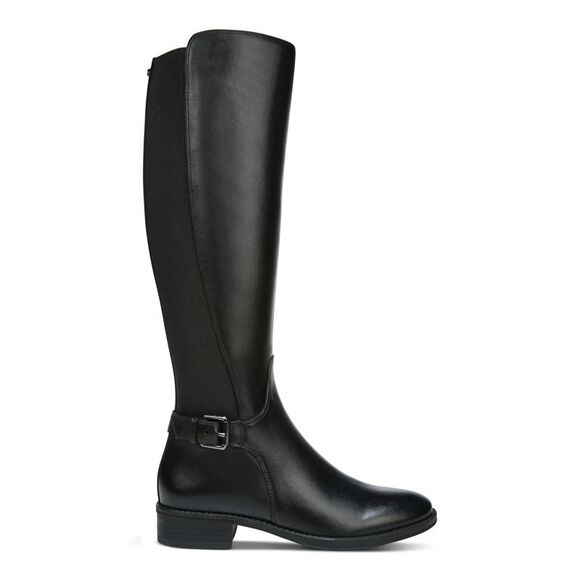 NWT SAM EDELMAN Womens Black Stretch Round Toe Block Heel Leather Boots 5